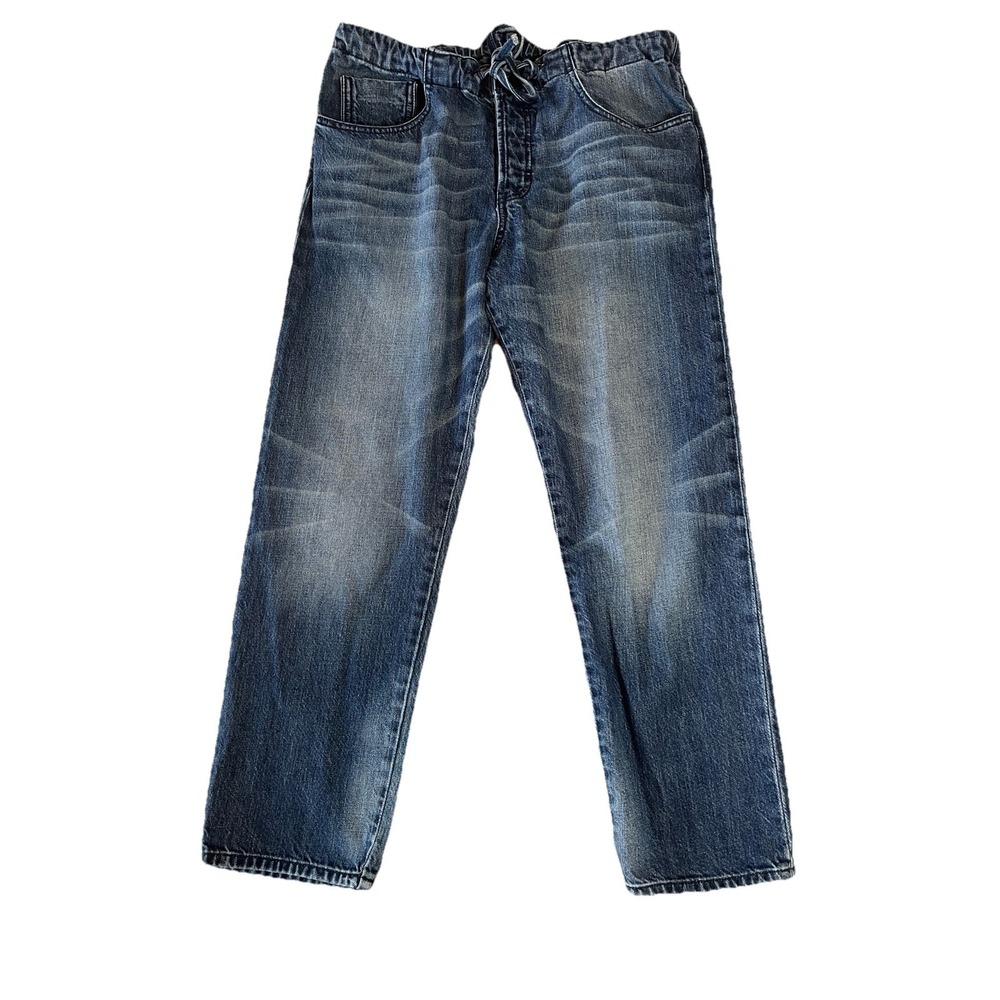 Black Orchid Jeans Women's 28 Drawstring Boyfriend Straight Button Fly Dark Wash